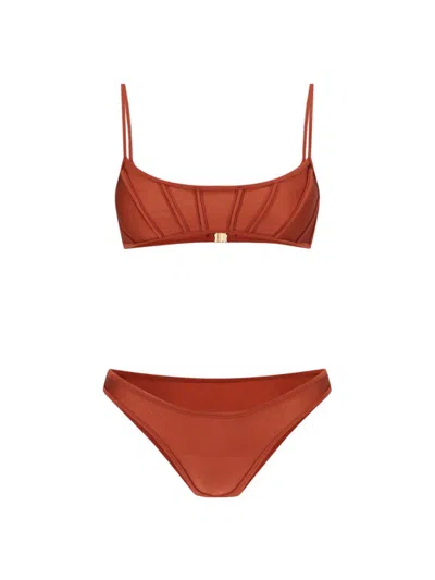 Zimmermann Alight Corset Bikini In Red