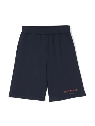 Balmain Teen Boys Navy Blue Cotton Shorts