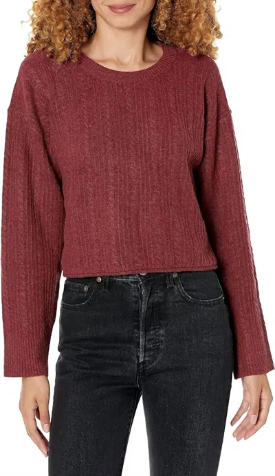 Steve Madden Women's Aerin Cable-knit Crew Neck Sweater In Red