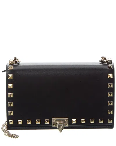 Valentino Garavani Rockstud Leather Crossbody In Black