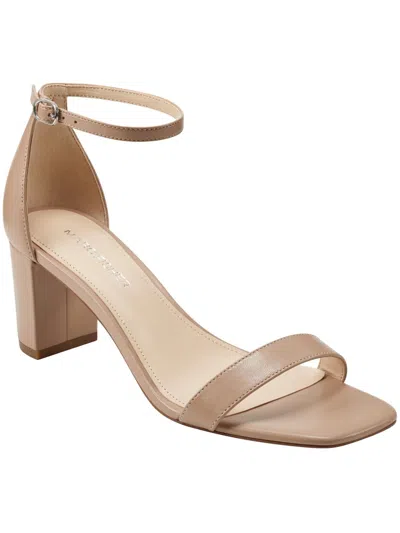 Marc Fisher Jaron Womens Leather Ankle Strap Heels In Beige