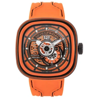 Pre-owned Sevenfriday Men's Watch Ps Series Cco Automatic Orange Silicone Strap Ps3-03