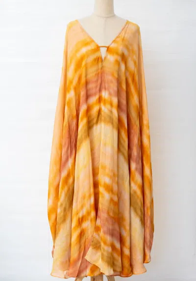 Pre-owned Cult Gaia Yellow/orange Tie-dye Print Long Dress