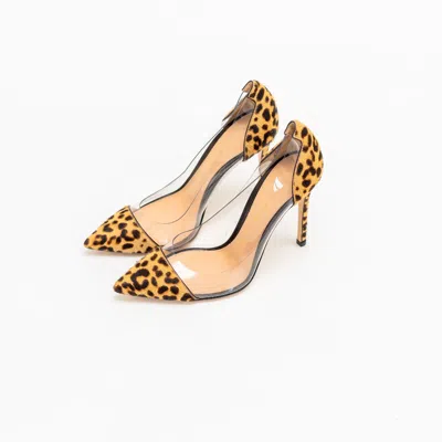 Pre-owned Gianvito Rossi Beige/brown Leopard Print Calf Hair And Pvc Plexi Pumps, 37