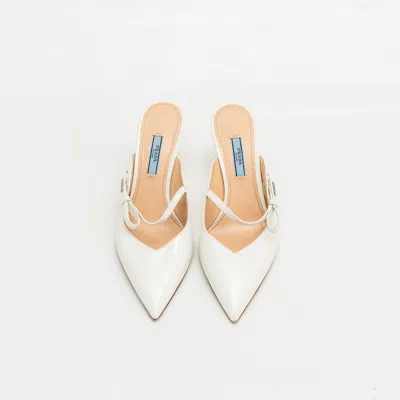 Pre-owned Prada White Leather Pointed Mule, 38