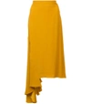 MARNI Yellow Asymmetric Ruffled Skirt,1016857082525644390