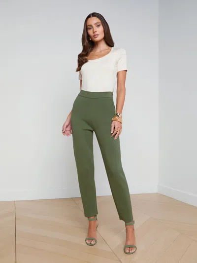 L Agence Saskia Straight Knit Trousers In Clover