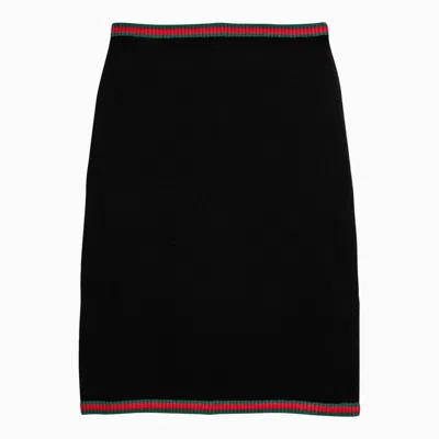 Gucci Cotton Lace Skirt With Web In Black