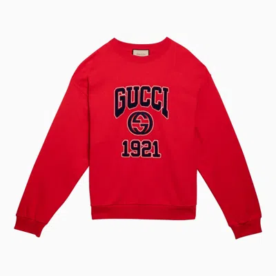 Gucci Red Cotton Crewneck Sweatshirt With Logo Men