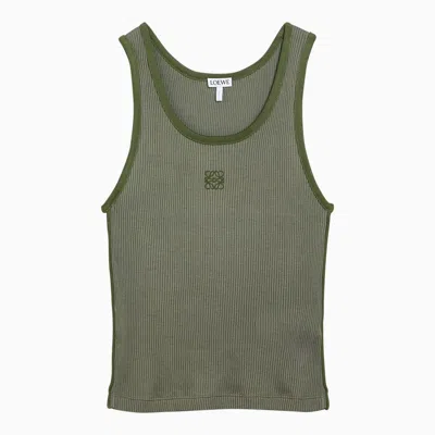 Loewe Military Green Silk Tank Top Women In Brown