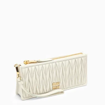 Miu Miu Pouch In White Matelassé Nappa Leather Women