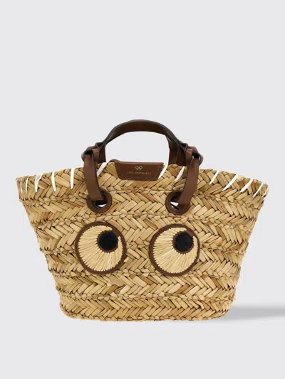 Anya Hindmarch Small Paper Eyes Basket Bag In Beige