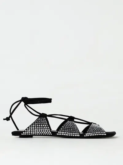 Attico The  Renee Embellished Flat Sandals In Black