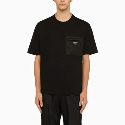 Prada Re-nylon And Jersey T-shirt In Black