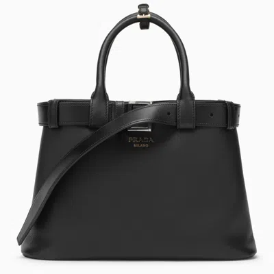 Prada Black Leather Medium Buckle Bag With Belt Women