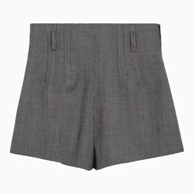 Prada Smoke Grey Wool Shorts Women In Gray