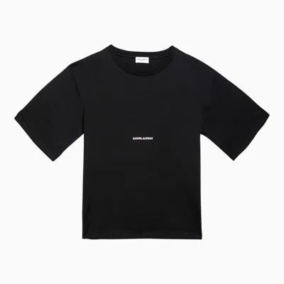 Saint Laurent Cotton Logo T-shirt In Noir