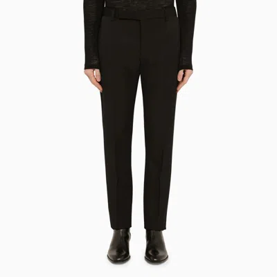 Saint Laurent Straight Black Wool Trousers Men