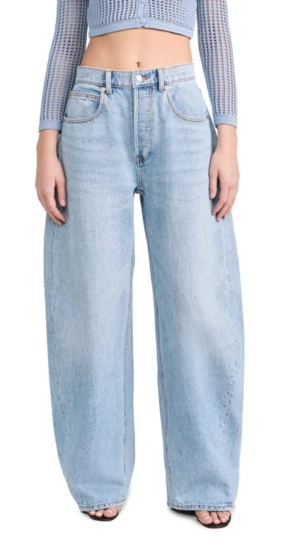 Alexander Wang Oversize Rounded Low Rise Jeans In Pebble Light Blue