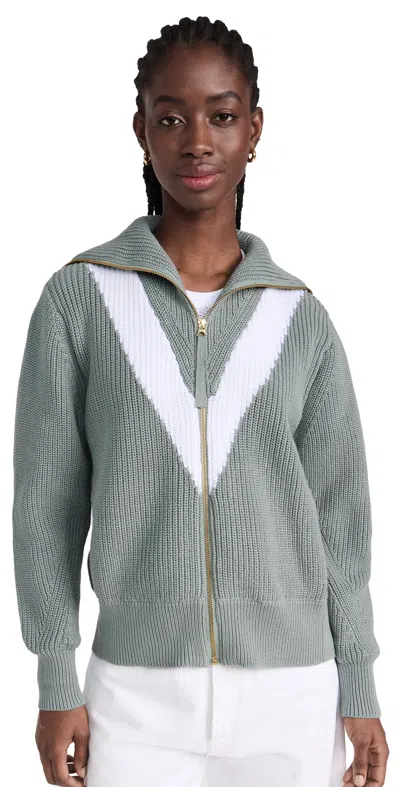 Varley Ada Zip Knit Jacket In Green