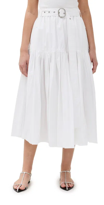 Jil Sander Pleated Midi Skirt In Optic White