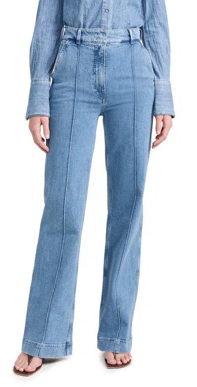 Another Tomorrow High-rise Wide-leg Jeans In Light Blue Wash