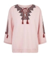 Whistles Embroidered Tasseled Sweatshirt In Pale Pink
