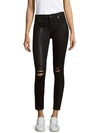 7 For All Mankind The Ankle Skinny Coated Jeans, Plum Destroyed In Coated Distressed