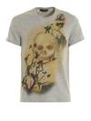 ALEXANDER MCQUEEN Alexander McQueen Floral Skull T-shirt,449496/QIZ8C0902PALEGREY/MIX