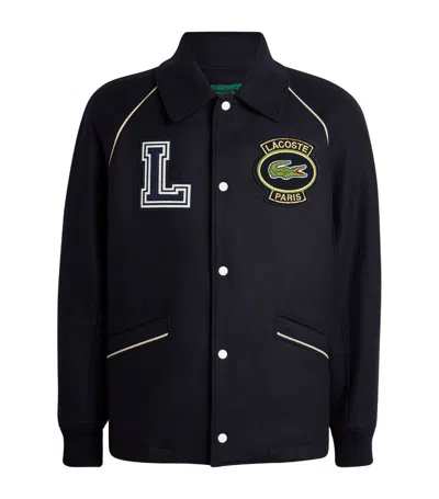 Lacoste French Heritage Varsity Jacket In Navy