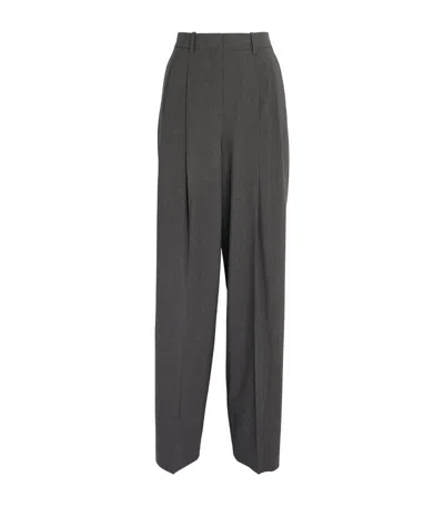 Theory Wool-blend Wide-leg Trousers In Grey