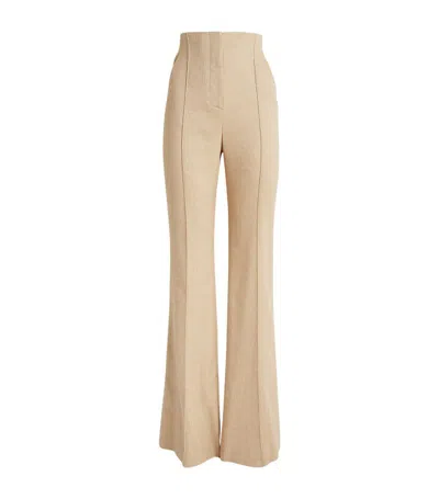 Veronica Beard Linen-blend Komi Tailored Trousers In Beige