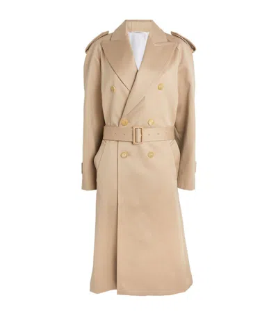 Carven Wool Oversized Trench Coat In Ivory