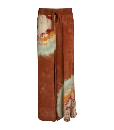 Hayley Menzies Silk Tie-dye Wide-leg Trousers In Orange