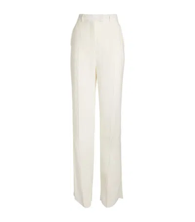 Max Mara Wide-leg Cotton Trousers In Ivory