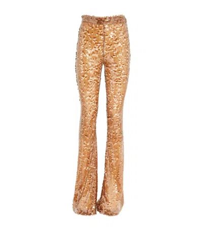 The New Arrivals Ilkyaz Ozel Sequin Colette Flare Trousers In Blue
