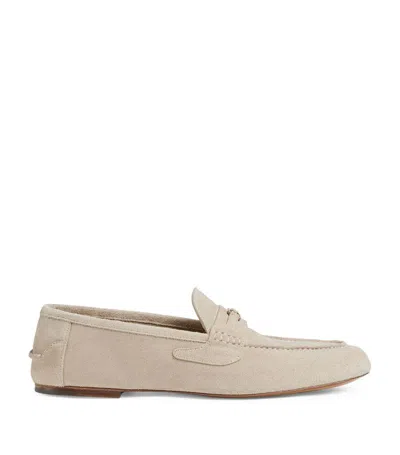 Gucci Interlocking G Suede Loafers In Nude