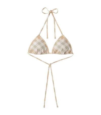 Burberry Check Bikini Top In Flax