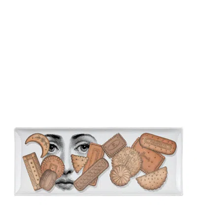 Fornasetti Anniversary Edition Porcelain Biscotti Rectangular Tray (15cm) In Multi