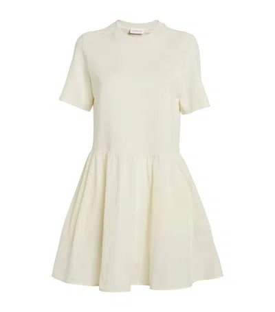 Moncler Cotton T-shirt Mini Dress In White,neutro