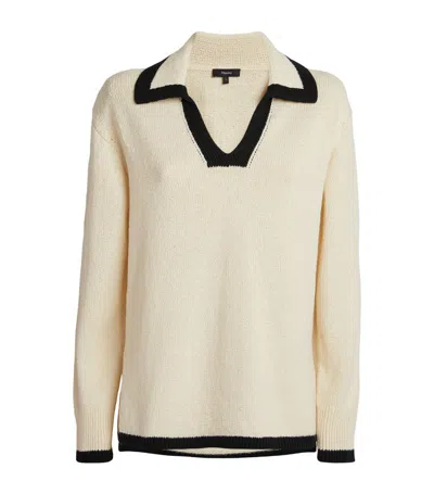 Theory Cotton-blend Polo Jumper In Ivory
