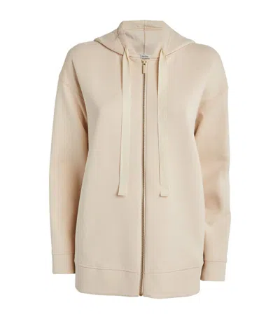 Max Mara Zipped Back-logo Hoodie In White