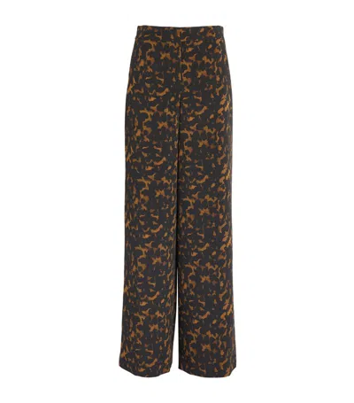 Theory Watercolour Effect Wide Leg Trousers In Brown