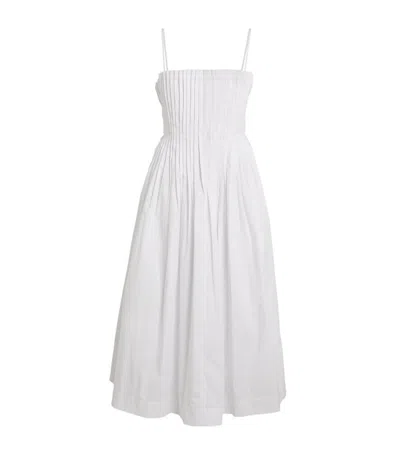 Staud Stretch-cotton Bella Midi Dress In White
