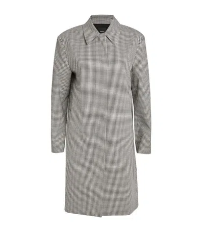 Theory Virgin Wool-blend Gingham Car Coat In Grey