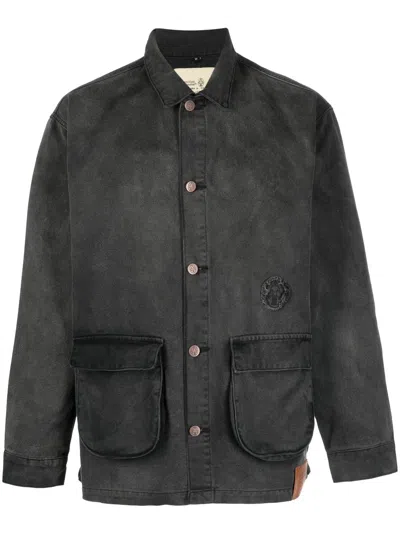 Untitled Artworks Washed Cotton Shirt Jacket In Black