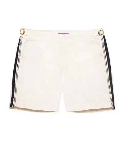 Orlebar Brown Striped Bulldog Swim Shorts In White