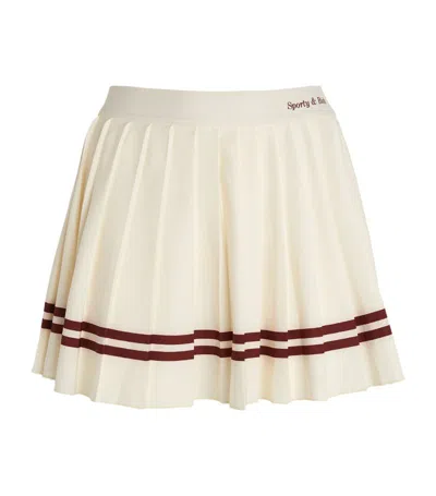 Sporty And Rich Stretch Mini Skirt Contrast Stripes Pleated Design In Neutrals