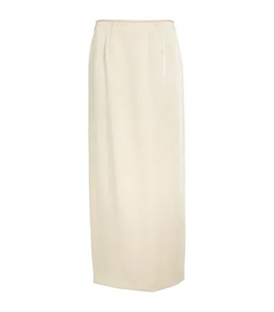 Carven Satin Maxi Skirt In Beige