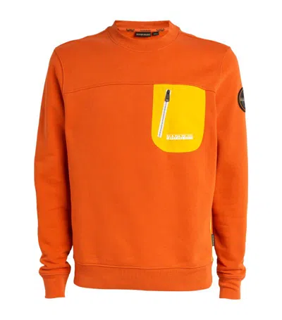 Napapijri Huron Zip-pocket Sweatshirt In Orange